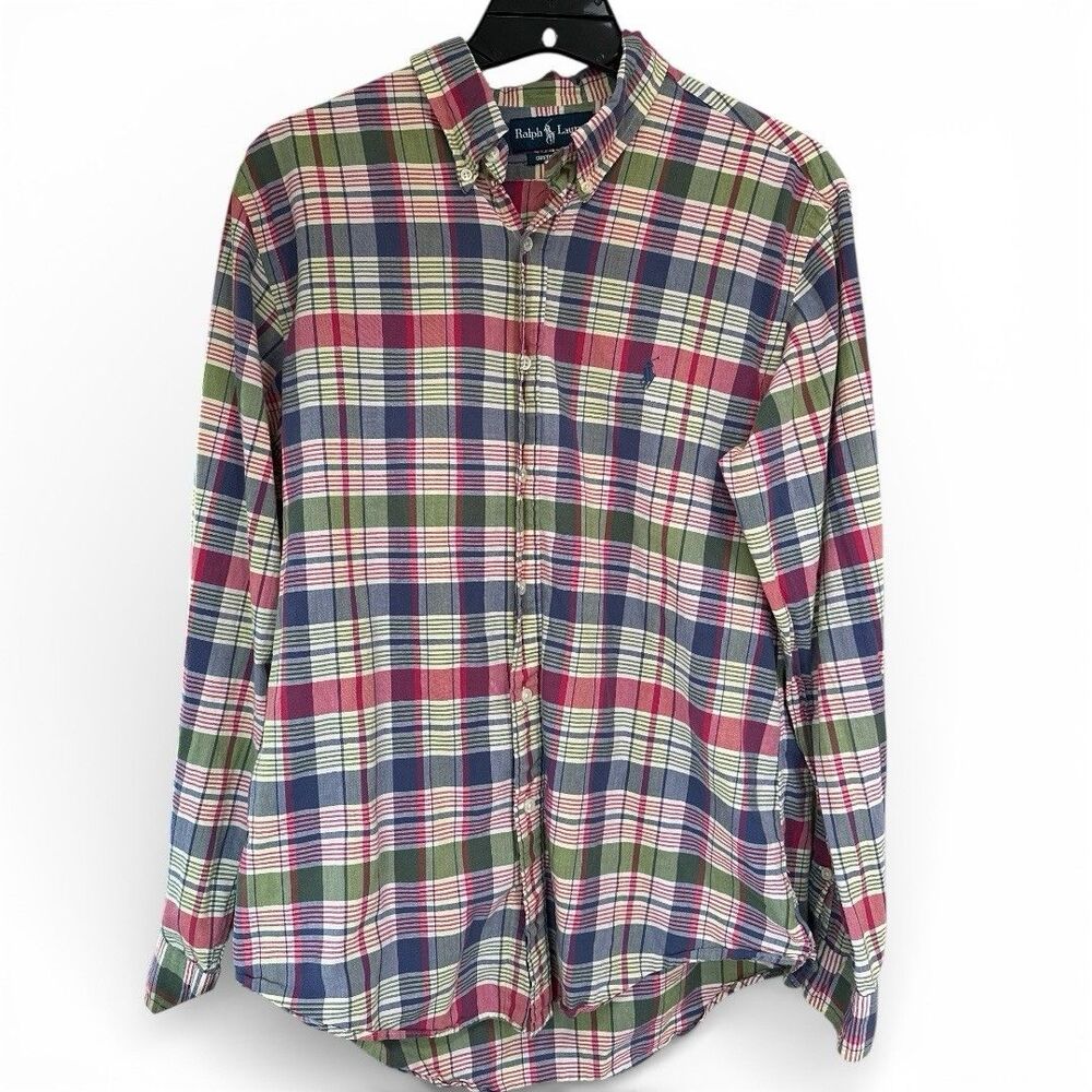 VTG Polo Ralph Lauren Button Down Plaid LS Shirt Custom Fit - Men’s Sz. LG